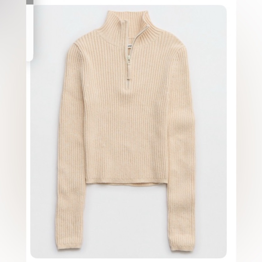 AERIE LATE NIGHT QUARTER ZIP SWEATER